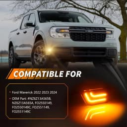 2PCS Front Corner Side Marker Light Reflector Fender Light Turn Warning Light Corner Light Turn Signal Light With Full LED For 2022 2023 2024 2025 Ford Maverick