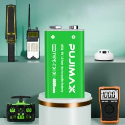 PUJIMAX USB 9V Rechargeable Battery 4600mWh Type-C Rechargeable 6F22 9V Li-ion Battery for RC Helicopeter Model Multimeter Toy