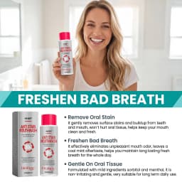 Oralhoe Teeth Whitening Mouthwash Remove Tooth Stains Gentle Mild Cleansing Mouth Long-Lasting Fresh Breath Non-Irritating Menthol Mouthwash