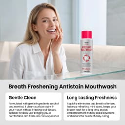 Oralhoe Teeth Whitening Mouthwash Remove Tooth Stains Gentle Mild Cleansing Mouth Long-Lasting Fresh Breath Non-Irritating Menthol Mouthwash
