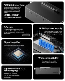AOOSTAR AG02 EGPU Dock with OCulink USB4 Port,Built-in Huntkey 800W Power Supply, Supports TGX interface hot-swap