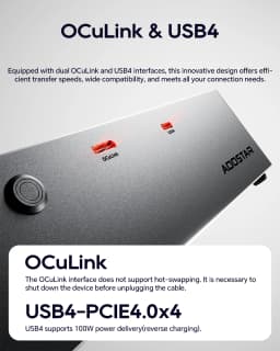 AOOSTAR AG02 EGPU Dock with OCulink USB4 Port,Built-in Huntkey 800W Power Supply, Supports TGX interface hot-swap