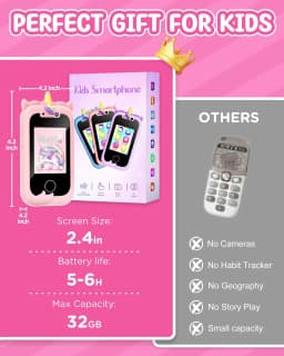 Kids Smart Phone Girls Toy: Christmas Birthday Gifts for Girls Age 3-10 - Working Real Play Cell Phone - Toddler Toy Learning Ph