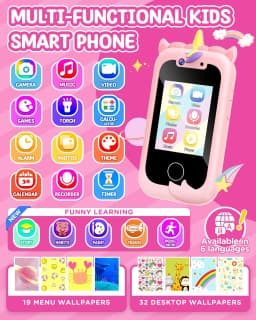 Kids Smart Phone Girls Toy: Christmas Birthday Gifts for Girls Age 3-10 - Working Real Play Cell Phone - Toddler Toy Learning Ph