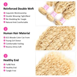 8-32 inch Deep Wave Human Hair Bundles Remy Brazilian Hair 613 Blonde Colored Deep Wave 1/3/4 Bundles Deals Human Hair Extension