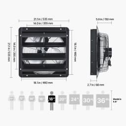 SucceBuy 10/12/14/18 inch Shutter Exhaust Fan Wall Mounted Attic Vent Fan with Variable Speed Controller AC Motor for Greenhouse