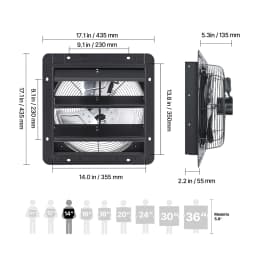 SucceBuy 10/12/14/18 inch Shutter Exhaust Fan Wall Mounted Attic Vent Fan with Variable Speed Controller AC Motor for Greenhouse