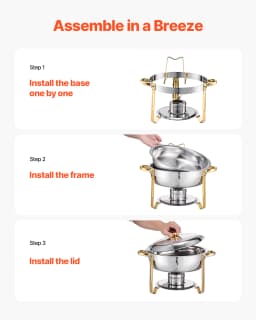 SucceBuy 4 Pack Chafing Dish Buffet Set Stainless Steel Chafer W/4 Full Size Pan Round Catering Warmer Server for Party Banquets