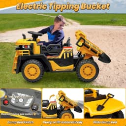 24V Ride on Toys with Remote Control, 2 Seater 400W Ride on Dump Truck, Electric Powered Ride on with Dump Bed, 3 Speeds, Shovel, Blue