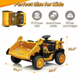 24V Ride on Toys with Remote Control, 2 Seater 400W Ride on Dump Truck, Electric Powered Ride on with Dump Bed, 3 Speeds, Shovel, Blue