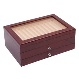 Wooden Pen Box, 3 Layers 34 Slot Storage Display Organizer, Red Fountain Pen Display Holder, Home Office Gift, Collector Case