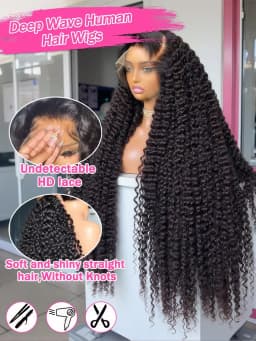 Water Wave Brazilian 250% Density 30 32 inch 13x6 HD Lace Front Human Hair Wig Deep Wave 13x4 Frontal Glueless Curly Closure Wig