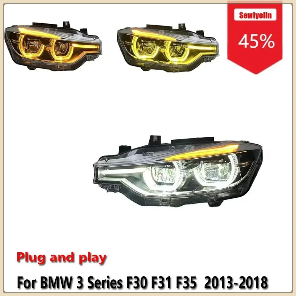 Car LED Headlight For BMW 3 Series F30 F31 F35 2013-2018 Yellow White Amber DRL Fog Turn Signal Lamp Plug and Play