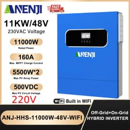 ANENJI 11KW 48V Hybrid Solar Inverter MPPT 160A PV 500V Solar Charge Controllers On/Off Grid With WIFI ﻿