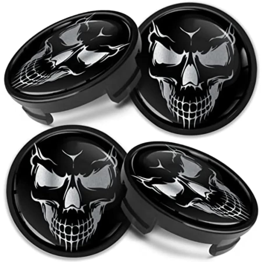 4 x Center Hubcaps Compatible with Ford Centre Caps for Alloy Wheels 54 mm Silver Black CF 29
