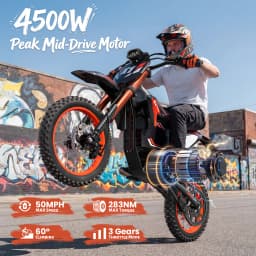 QRONGE X1 Spark Electric Dirt Bike for Teens Adults 4500W Peak Electric Motorcycle 60V 28.8Ah E-Dirt Bike 60 Mile Range E-Bike + 1 Year Warranty