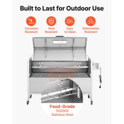 SucceBuy 46/52inch Rotisserie Grill Stainless Steel Rotisserie Grill Kit BBQ Outdoor Pig & Lamb Spit Roaster Charcoal Spit Roast