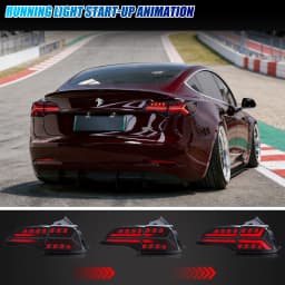 LED Tail Lights for Tesla Model 3 Model Y 2017-2023 Sequential Turn Signal Start-up Animation Black Rear Lamps Assembly
