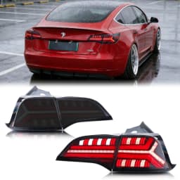 LED Tail Lights for Tesla Model 3 Model Y 2017-2023 Sequential Turn Signal Start-up Animation Black Rear Lamps Assembly