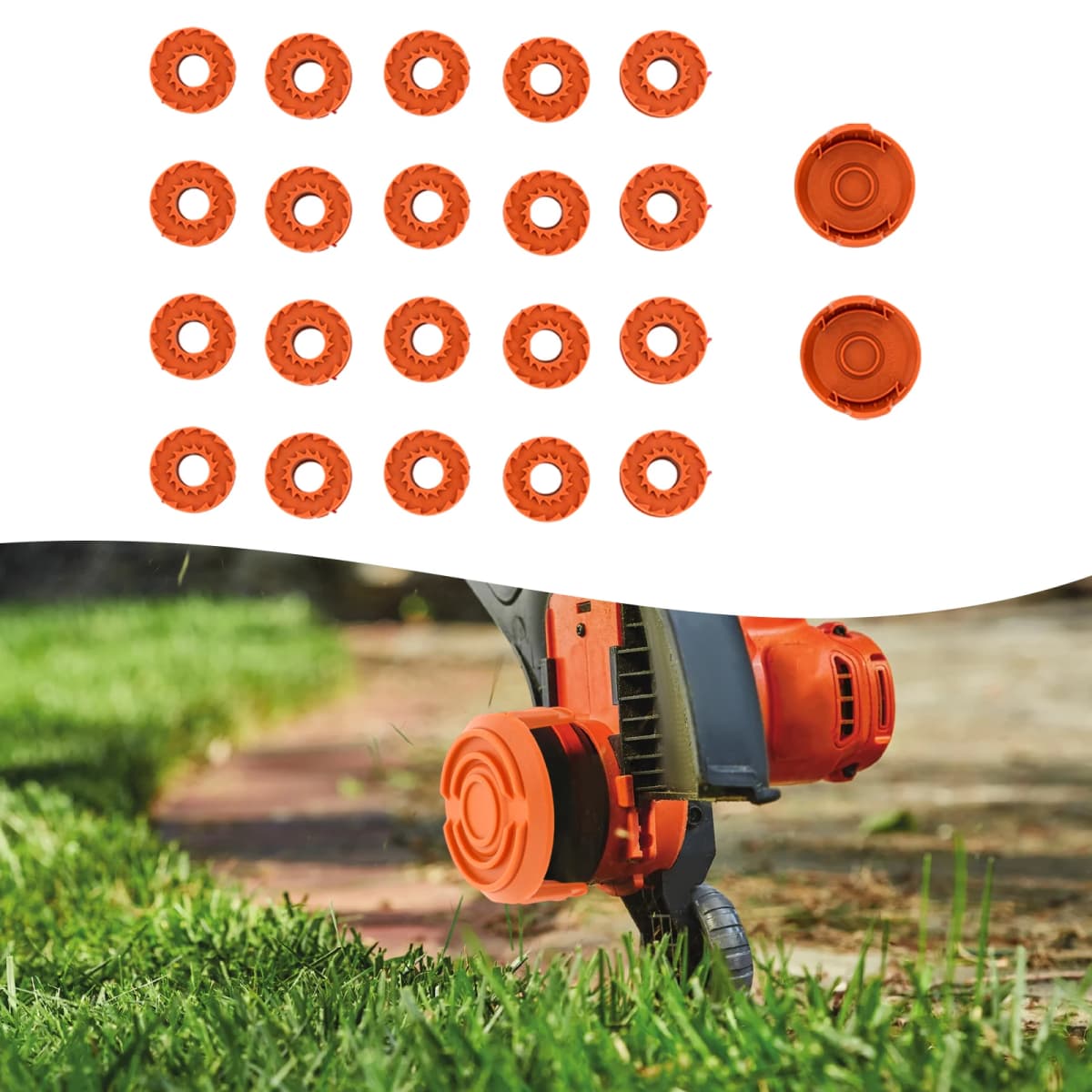 20PCS Trimmer Spool Line, Edger Spool Line Fit for Worx Trimmer, Weed Eater String, Replacement Spool Line with 2 Caps