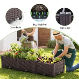 Rectangular Raised Garden Bed Kit Outdoor Plastic Planter Grow Box for Fresh Vegetables, Herbs, Flowers & Succulents,