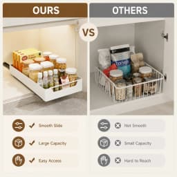 CL Metal Cabinet Storage Rack Self-Adhesive Nano-Film No-Drill Heavy-Duty Sliding Drawer Basket for Kitchen Bathroom Bedroom