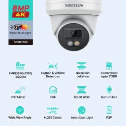 VIKYLIN 8MP IP Security Camera Poe 4K Smart Dual Light Audio Fixed Camera Human Vehicle Detection Support SD Storage ONVIF IP67 Home CCTV Outdoor Surveillance Camera