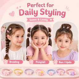 30-Pack Assorted Cartoon Hair Ties - Animal & Flower High Elastic Nylon Hair Bands, Gentle on Hair for Toddlers