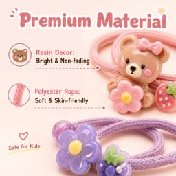 30-Pack Assorted Cartoon Hair Ties - Animal & Flower High Elastic Nylon Hair Bands, Gentle on Hair for Toddlers