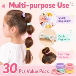 30-Pack Assorted Cartoon Hair Ties - Animal & Flower High Elastic Nylon Hair Bands, Gentle on Hair for Toddlers