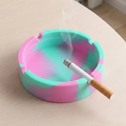 Unbreakable Silicone Ashtray - Heat Resistant Marble Pattern Cigarette Holder, Portable Windproof Ashtray for Home, Office