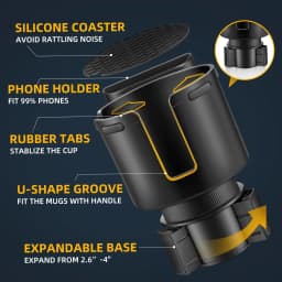 Car Cup Holder Expander Expandable Base Adapter for Fits Yeti 30/46oz, Hydroflask 40oz, Large Water Bottles in 2.8"-4.2" 16-46oz