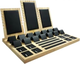 Wooden Jewelry Display Stand Set Storage Rack for Necklace Pendant Ring Earring Organizer Exhibition Showcase