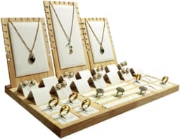 Wooden Jewelry Display Stand Set Storage Rack for Necklace Pendant Ring Earring Organizer Exhibition Showcase