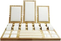 Wooden Jewelry Display Stand Set Storage Rack for Necklace Pendant Ring Earring Organizer Exhibition Showcase