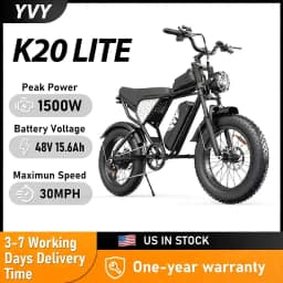 YVY K20 Lite 1500W Electric Bike for Adults 30MPH 48V 15.6Ah Off-road Trail 20*4 Inch Fat Tire E Bike 7 Speed Mountain Bike