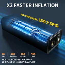 Q3 150psi Air Pump Portable Wireless Digital Tire Inflator and LED Light for Car Bicycles Motorcycle Bike