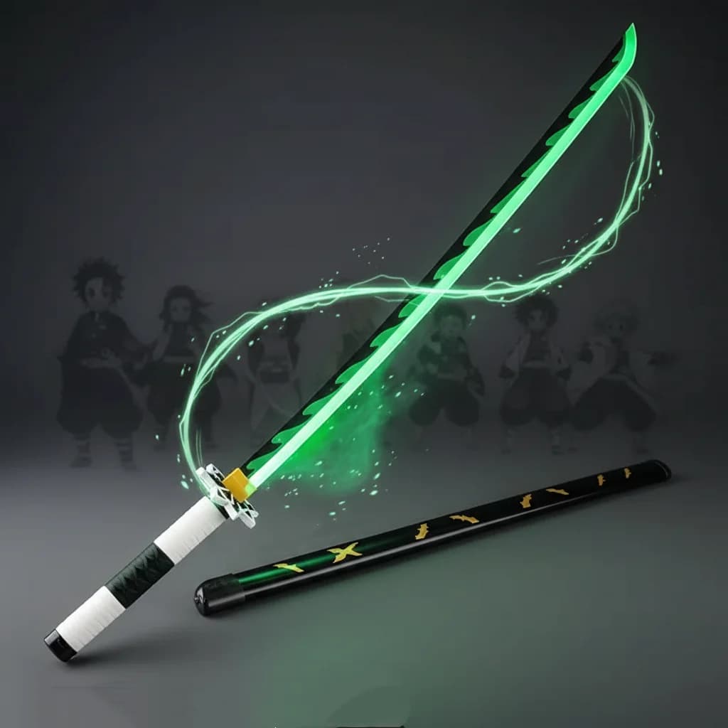 40inch Glow Demon Slayer Katana Kimetsu Tanjirou Cosplay Prop Sword Real Size Japanese Katana Led Lightsabre Samurai Toy Gift