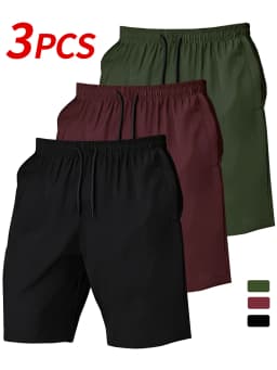 Men's 3-piece quick-dry shorts set, lightweight and comfortable fabric, suitable for outdoor sports, shopping, travel