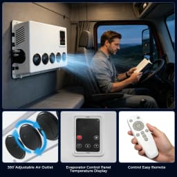 12V Semi Trucks Air Conditioning Cooling System 10000BTU Split Electric Parking Air Conditioner For Bus Van Tractor RV Caravan
