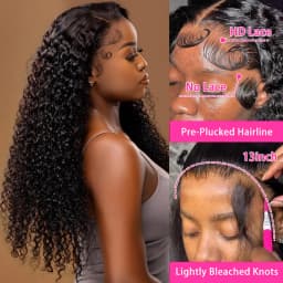 Glueless Wigs Human Hair Pre Plucked Pre Cut 7x5 Hd Lace Closure Wig Human Hair Wear and Go Glueless 250 Density Deep Wave Curly Lace Front Wigs for Black Women Wet and Wavy Natural Hairline