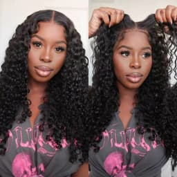 Glueless Wigs Human Hair Pre Plucked Pre Cut 7x5 Hd Lace Closure Wig Human Hair Wear and Go Glueless 250 Density Deep Wave Curly Lace Front Wigs for Black Women Wet and Wavy Natural Hairline