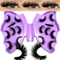 MKYDCG New 8 Pairs of 8-22mm 3D Mink Eyelashes Loose Fake Eyelashes Customized Box Wispy Fluffy Natural Cat Eye Eyelashes