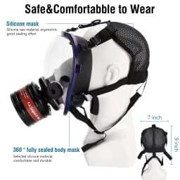 Multipurpose Full Gas Mask 3 Ports Spherical Super Clear Fully Sealed Protective for Spray Paint Industrial Pollution