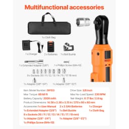 SucceBuy Cordless Ratchet Wrench Battery Powered Electric Wrench Set with Batteries Charger Sockets Adaptor and Carrying Case