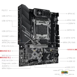 MACHINIST X99 V9S Motherboard Support TPM2.0 LGA 2011-3 Xeon E5 CPU DDR4 RAM C612 Chip with 3*NVME M.2 Slot SATA3.0 Black Armor