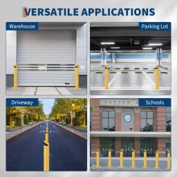 2 Pack Heavy Duty Steel Safety Bollards 42 Inch Removable Parking Post with Reflective Tape Anchor Bolts 4.5 Inch Diameter for Warehouse Garage Driveway Parking Lot