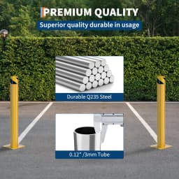 2 Pack Heavy Duty Steel Safety Bollards 42 Inch Removable Parking Post with Reflective Tape Anchor Bolts 4.5 Inch Diameter for Warehouse Garage Driveway Parking Lot