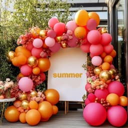 126pcs Hot Pink Orange Balloon Garland, Dark Pink Orange Golden Balloons Arch Kit For Shower Birthday Fiesta Tropical Luau Summer Party Decorations