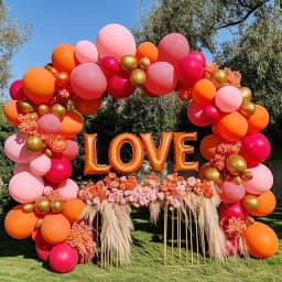 126pcs Hot Pink Orange Balloon Garland, Dark Pink Orange Golden Balloons Arch Kit For Shower Birthday Fiesta Tropical Luau Summer Party Decorations